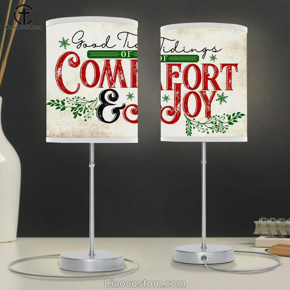 Good Tidings Of Comfort And Joy Table Lamp For Bedroom - Christian Christmas Room Decor - Christian Room Decor