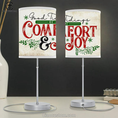 Good Tidings Of Comfort And Joy Table Lamp For Bedroom - Christian Christmas Room Decor - Christian Room Decor
