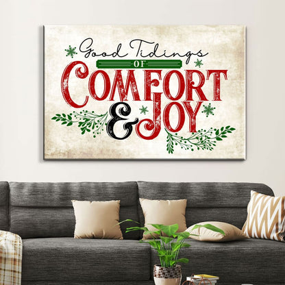 Good Tidings Of Comfort And Joy Wall Art Canvas, Christian Christmas Wall Decor - Religious Wall Decor