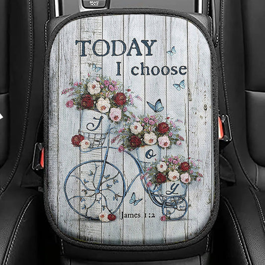 Gorgeous Roses Today I Choose Joy Seat Box Cover, Christian Car Center Console Cover, Religious Car Interior Accessories