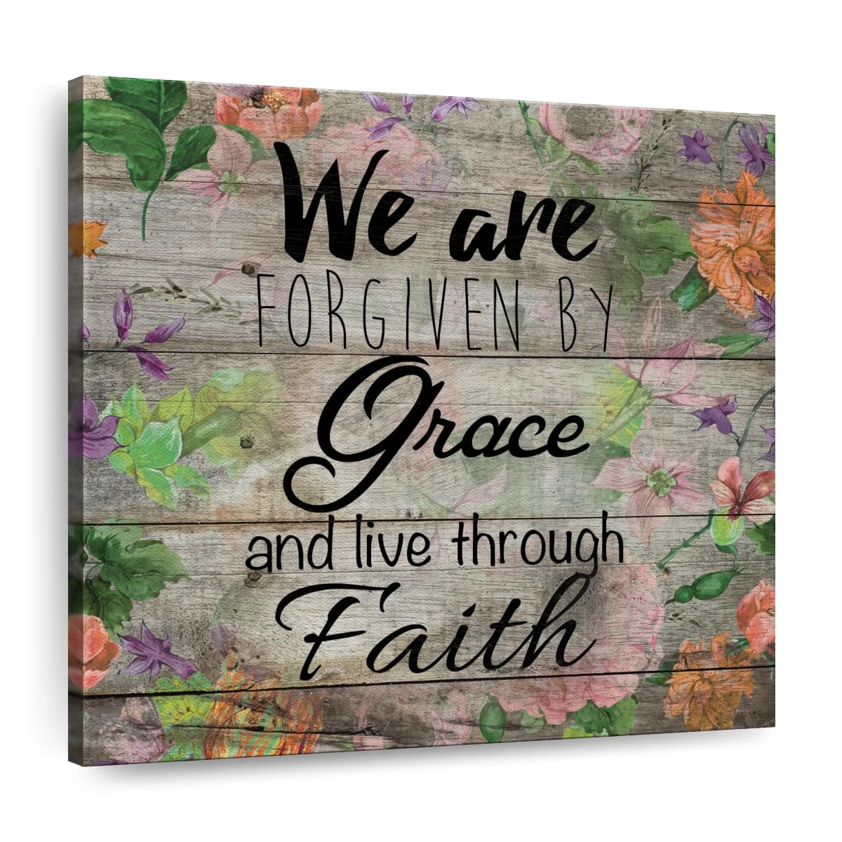 Grace And Faith II Square Canvas Wall Art - Christian Wall Decor - Christian Wall Hanging