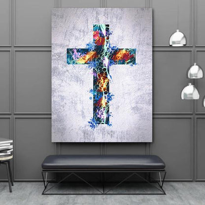 Graffiti Cross Canvas - Religious Canvas Art - Christian Canvas Wall Art - Ciaocustom