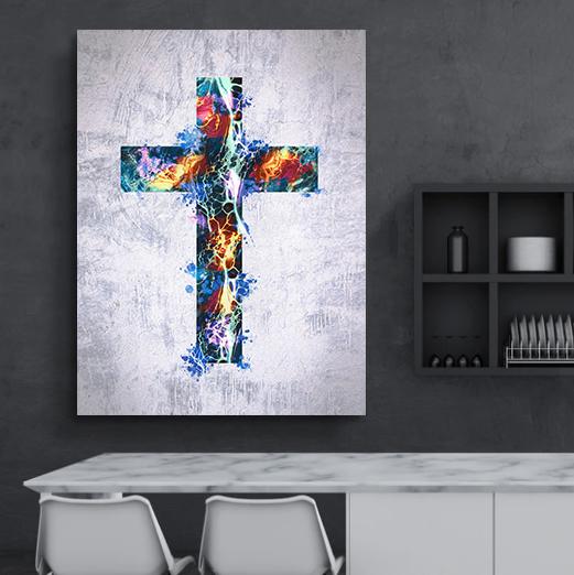 Graffiti Cross Canvas - Religious Canvas Art - Christian Canvas Wall Art - Ciaocustom