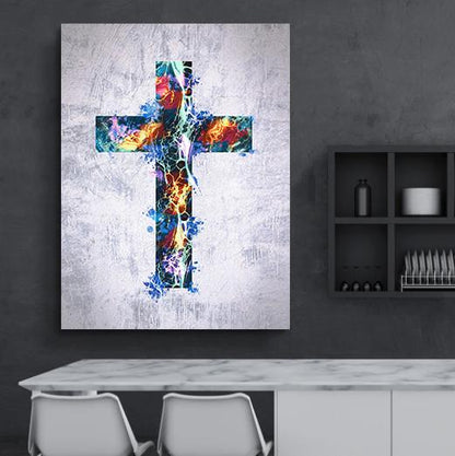Graffiti Cross Canvas - Religious Canvas Art - Christian Canvas Wall Art - Ciaocustom