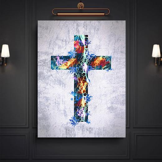 Graffiti Cross Canvas - Religious Canvas Art - Christian Canvas Wall Art - Ciaocustom