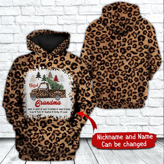 Grandma Leopard Seamless Truck Christmas All Over Print 3D Hoodie For Men And Women, Christmas Gift, Warm Winter Clothes, Best Outfit Christmas