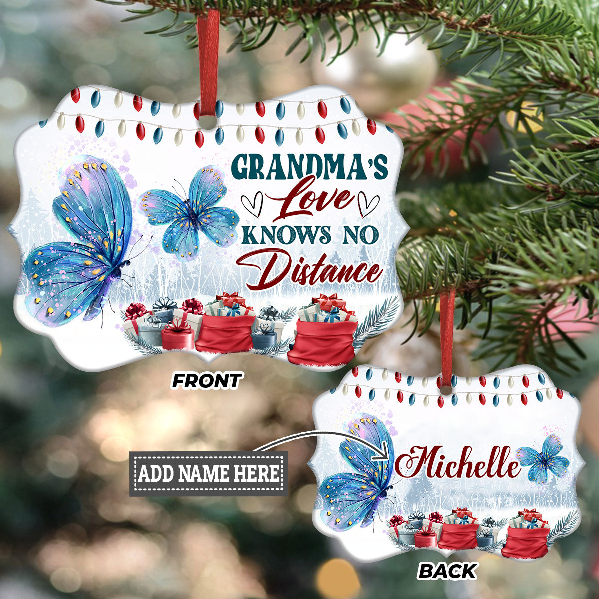 Grandmas Love Knows No Distance Metal Ornament - Christmas Ornament - Christmas Gift