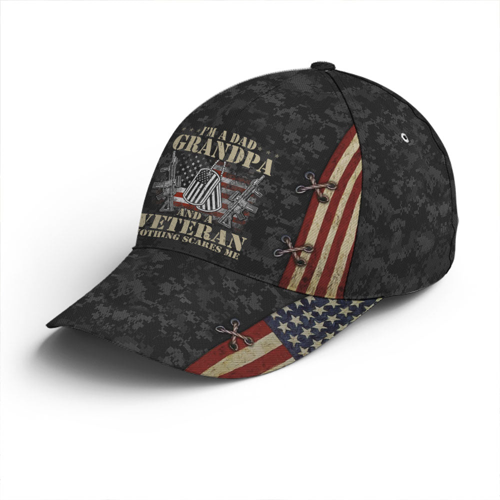 Grandpa Dad Veteran Nothing Scares Me Baseball Cap