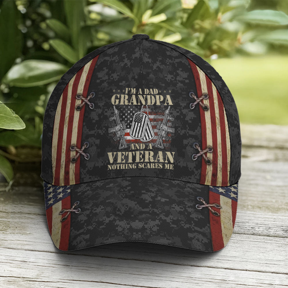Grandpa Dad Veteran Nothing Scares Me Baseball Cap