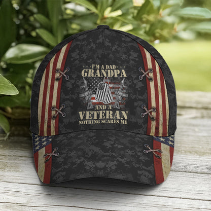 Grandpa Dad Veteran Nothing Scares Me Baseball Cap