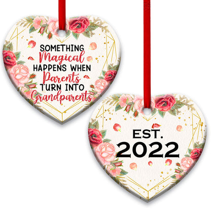 Grandparents Something Magical Happens When Parents Turn Into Grandparents Heart Ceramic Ornament - Christmas Ornament - Christmas Gift