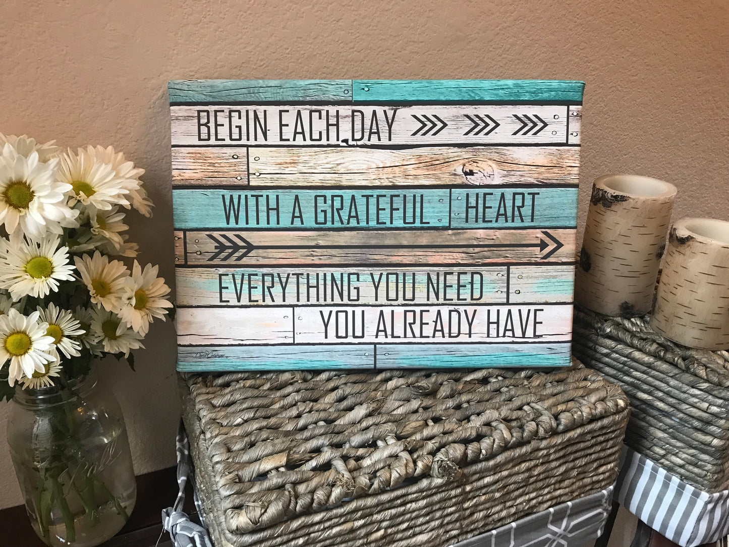 Grateful Heart Canvas Wall Art - Christian Wall Decor - Religious Gift