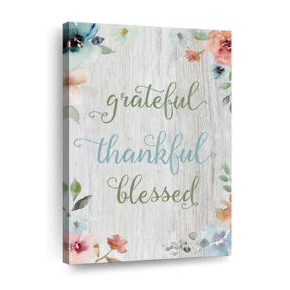 Grateful Spring Florals Canvas Wall Art - Canvas Religious Wall Art - Christian Wall Decor Living Room