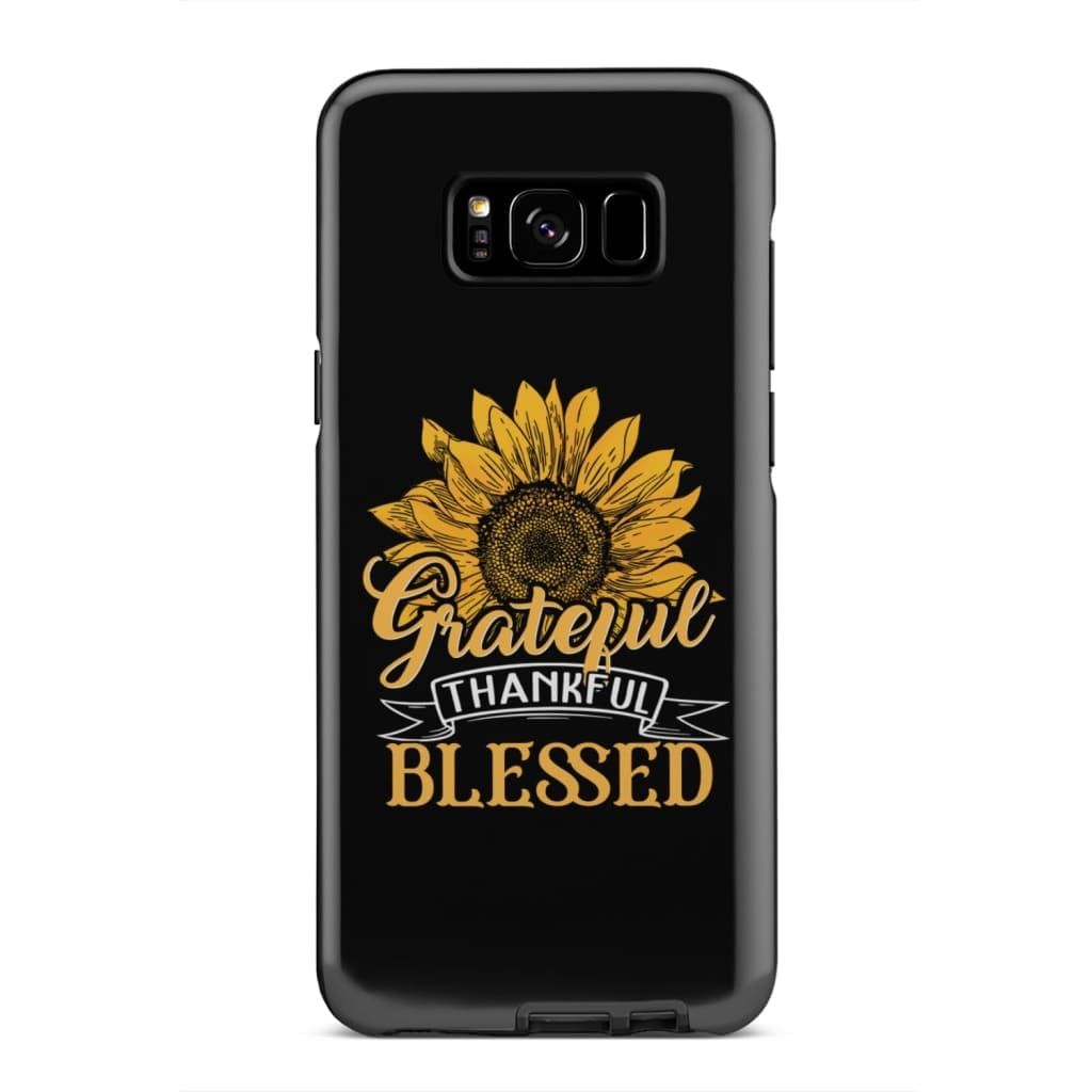 Grateful Thankful Blessed - Sunflower Christian Phone Case - Bible Verse Phone Cases Samsung