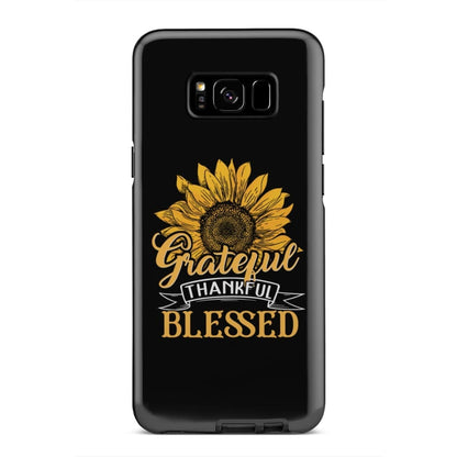 Grateful Thankful Blessed - Sunflower Christian Phone Case - Bible Verse Phone Cases Samsung