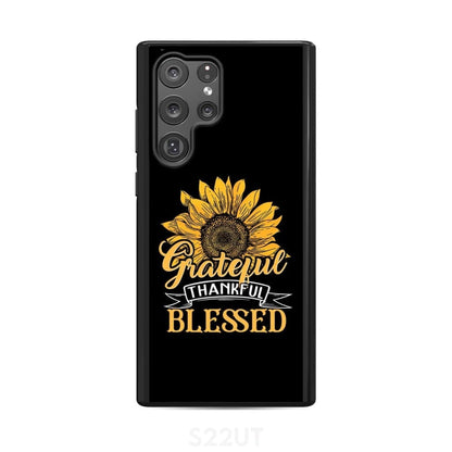 Grateful Thankful Blessed - Sunflower Christian Phone Case - Bible Verse Phone Cases Samsung