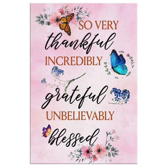 Grateful Thankful Blessed Blessed Canvas Wall Art - Christian Canvas Prints - Bible Verse Canvas