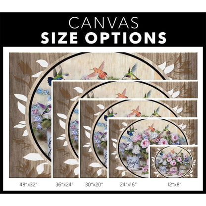 Grateful Thankful Blessed Hummingbird Flowers Canvas Wall Art - Christian Canvas - Faith Canvas