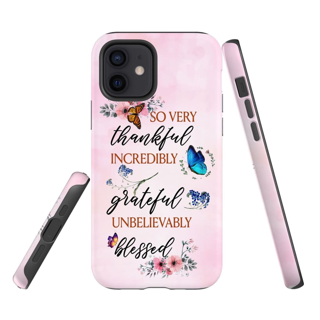 Grateful Thankful Blessed Phone Case - Butterfly Floral Christian Phone Cases - Bible Verse Phone Cases Samsung