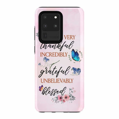 Grateful Thankful Blessed Phone Case - Butterfly Floral Christian Phone Cases - Bible Verse Phone Cases Samsung