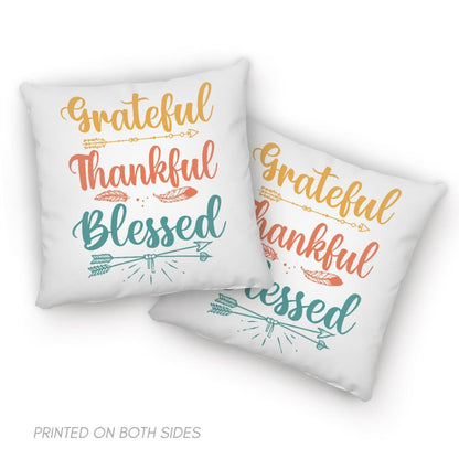 Grateful Thankful Blessed Pillow, Christian Home Decor