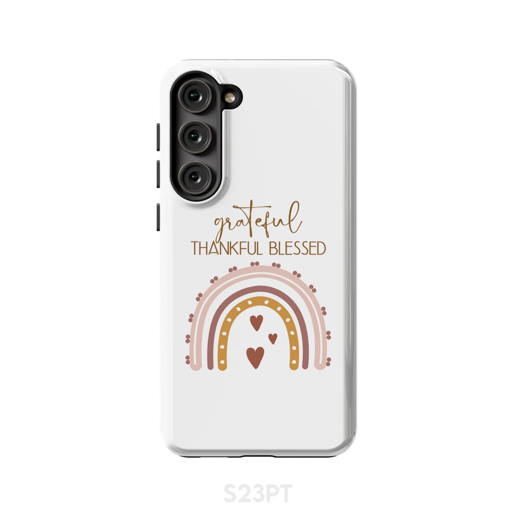 Grateful Thankful Blessed Rainbow Phone Case - Bible Verse Phone Cases Samsung