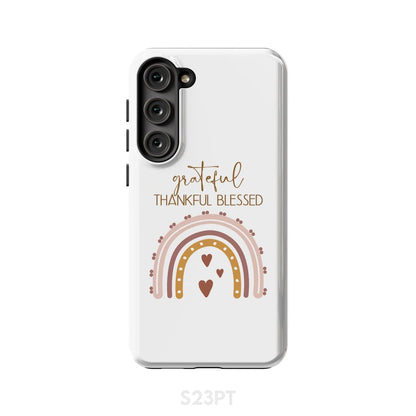 Grateful Thankful Blessed Rainbow Phone Case - Bible Verse Phone Cases Samsung