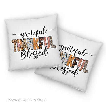 Grateful Thankful Blessed Thanksgiving Christian Pillow