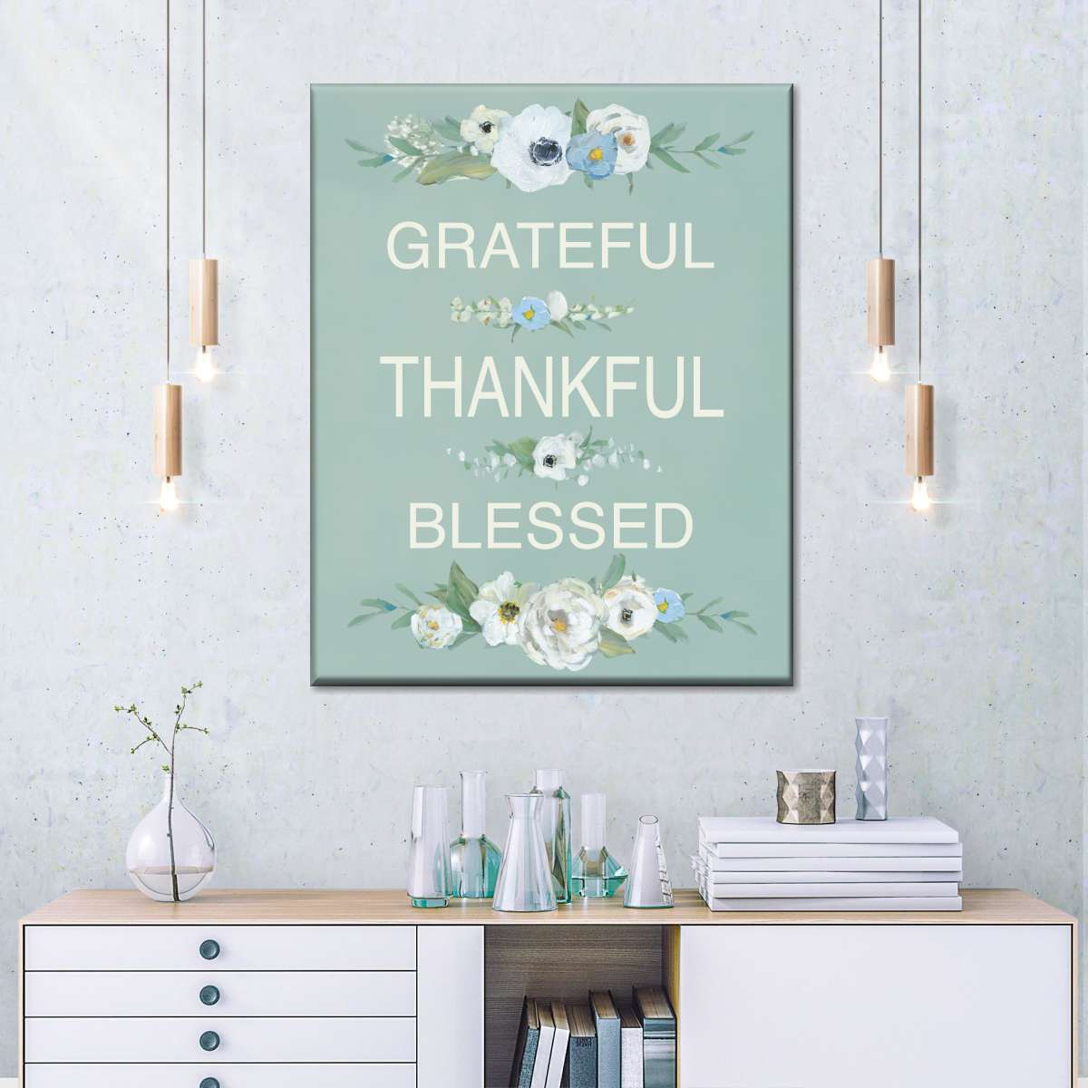 Grateful Thankful Canvas Wall Art - Canvas Religious Wall Art - Christian Wall Decor Living Room