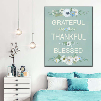 Grateful Thankful Canvas Wall Art - Canvas Religious Wall Art - Christian Wall Decor Living Room