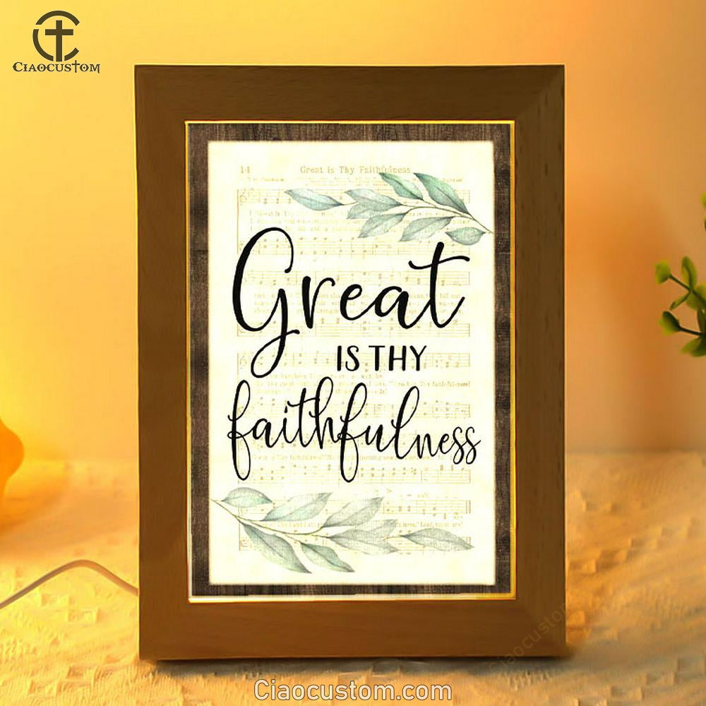 Great Is Thy Faithfulness Christian Hymns Frame Lamp Prints - Bible Verse Wooden Lamp - Scripture Night Light