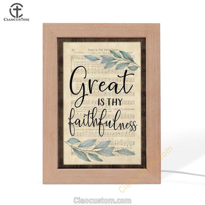 Great Is Thy Faithfulness Christian Hymns Frame Lamp Prints - Bible Verse Wooden Lamp - Scripture Night Light