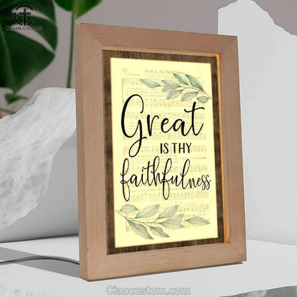 Great Is Thy Faithfulness Christian Hymns Frame Lamp Prints - Bible Verse Wooden Lamp - Scripture Night Light