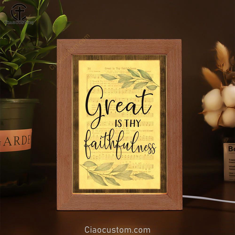 Great Is Thy Faithfulness Christian Hymns Frame Lamp Prints - Bible Verse Wooden Lamp - Scripture Night Light