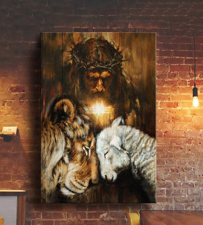 Great Tiger And Lamb Jesus Canvas Posters - Christian Wall Posters - Religious Wall Decor