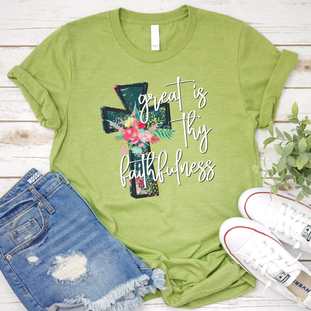 Great is Thy Faithfulness T-Shirt - Christians T-Shirt - Bible Verse T-Shirts For Women - Ciaocustom