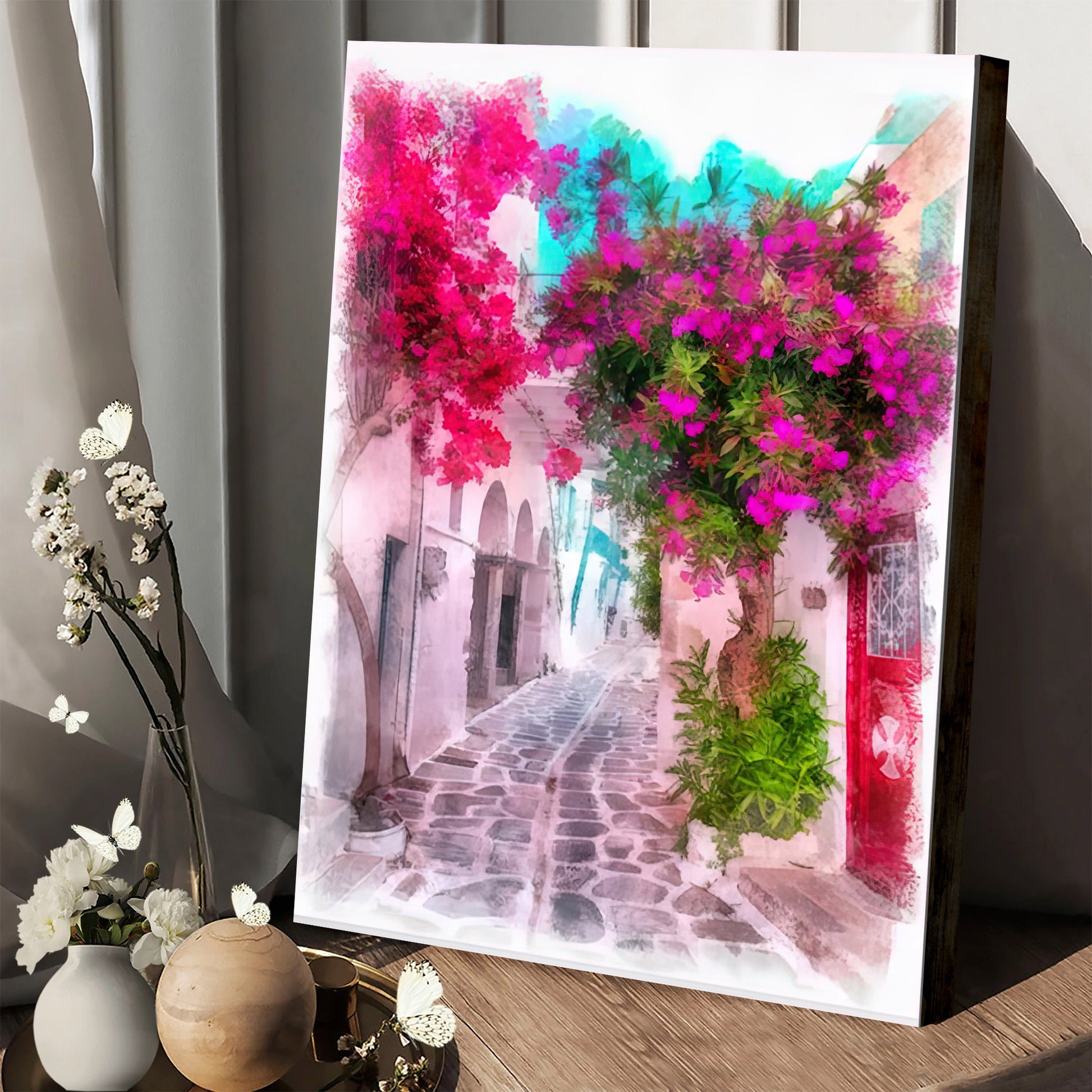 Greece Paros Island Painting Canvas Wall Art - Canvas Wall Decor - Home Decor Living Room