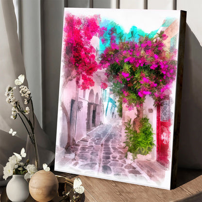 Greece Paros Island Painting Canvas Wall Art - Canvas Wall Decor - Home Decor Living Room