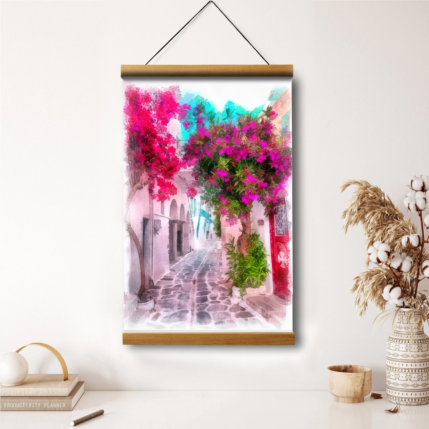 Greece Paros Island Painting Hanging Canvas Wall Art - Canvas Wall Decor - Home Decor Living Room