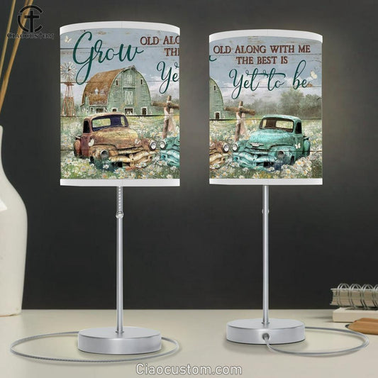 Green House, Old Ladybug Car, Daisy Field, Grow Old Along With Me Table Lamp