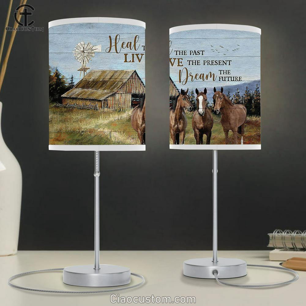 Green Meadow Horses Windmill Heal The Past Lamp Art Table Lamp - Christian Room Decor - Gifts For Horse Lovers