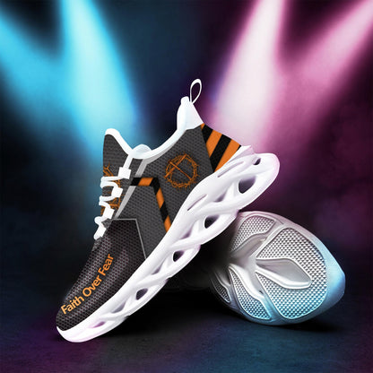 Grey Jesus Faith Over Fear Yezy Running Sneakers Max Soul Shoes - Christian Shoes For Men And Women