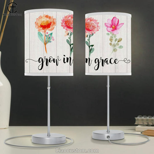 Grow In Grace Table Lamp For Bedroom - - Christian Room Decor
