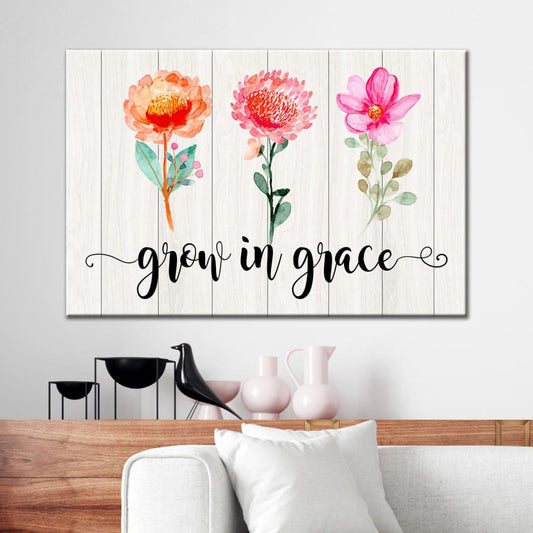 Grow In Grace Wall Art Canvas, Christian Wall Decor - Religious Wall Decor