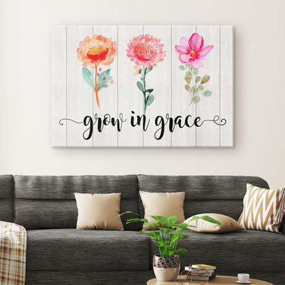 Grow In Grace Wall Art Canvas, Christian Wall Decor - Religious Wall Decor
