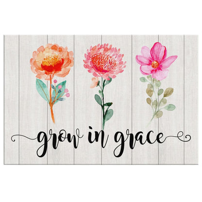 Grow In Grace Wall Art Canvas, Christian Wall Decor - Religious Wall Decor