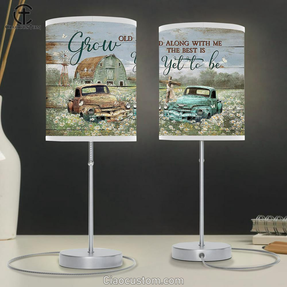 Grow Old Along With Me Old Ladybug Car Daisy Field Table Lamp Large Table Lamp Art - Christian Room Decor - Religious Room Decor