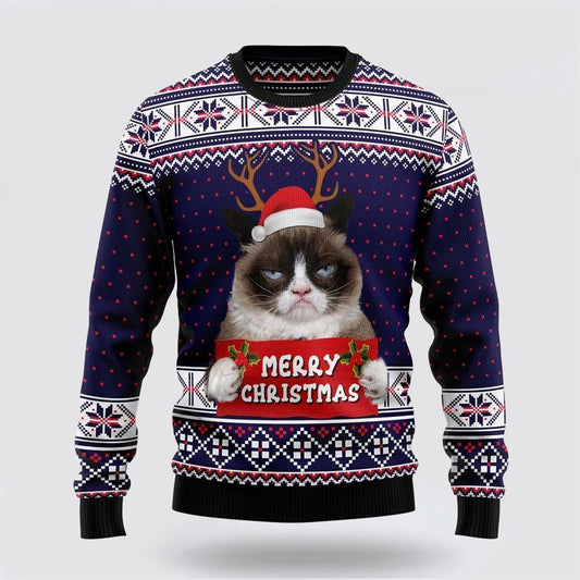 Grumpy Cat Merry Christmas Xmas Santa Hat Ugly Christmas Sweater For Men And Women, Best Gift For Christmas, Christmas Fashion Winter