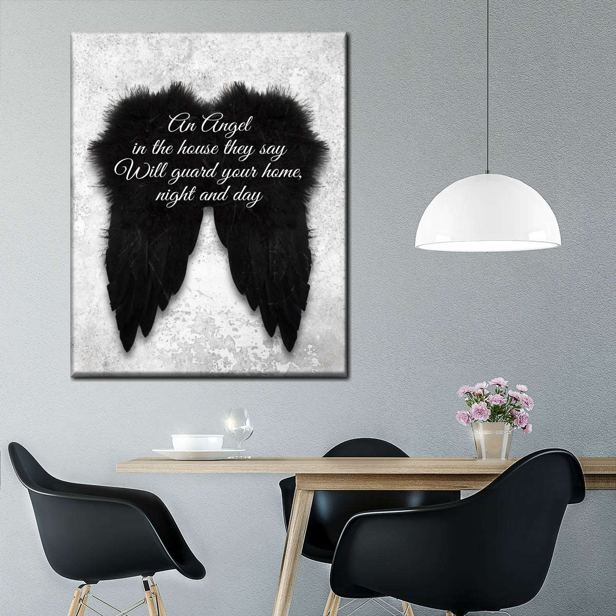 Guard Your Home Angel Wings Canvas Wall Art - Canvas Religious Wall Art - Christian Wall Decor Living Room