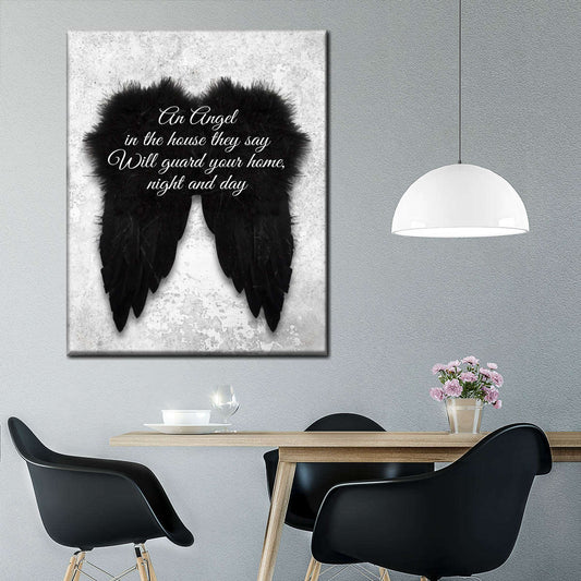 Guard Your Home Angel Wings Canvas Wall Art - Canvas Religious Wall Art - Christian Wall Decor Living Room